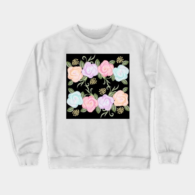 Watercolor Roses Crewneck Sweatshirt by Designoholic